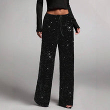 Load image into Gallery viewer, Velvet &amp; Sequin Drawstring Pants (+)
