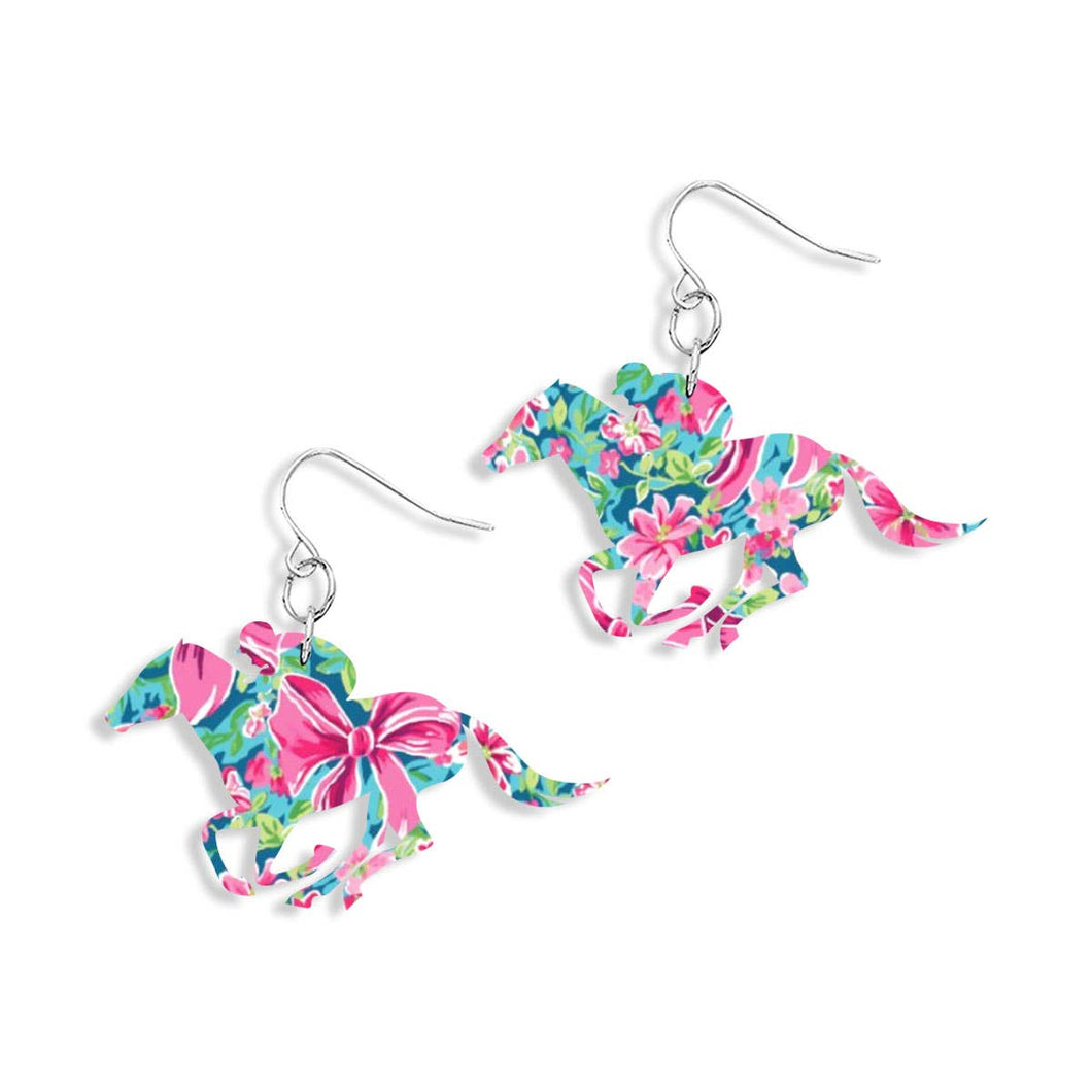Floral Derby Horse Earrings