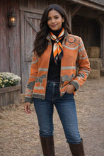 Load image into Gallery viewer, Equestrian Orange Striped H Loop Scarf