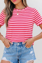 Load image into Gallery viewer, Scalloped Trim Striped Tee