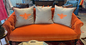 Linen/Orange Queen Bee Pillow