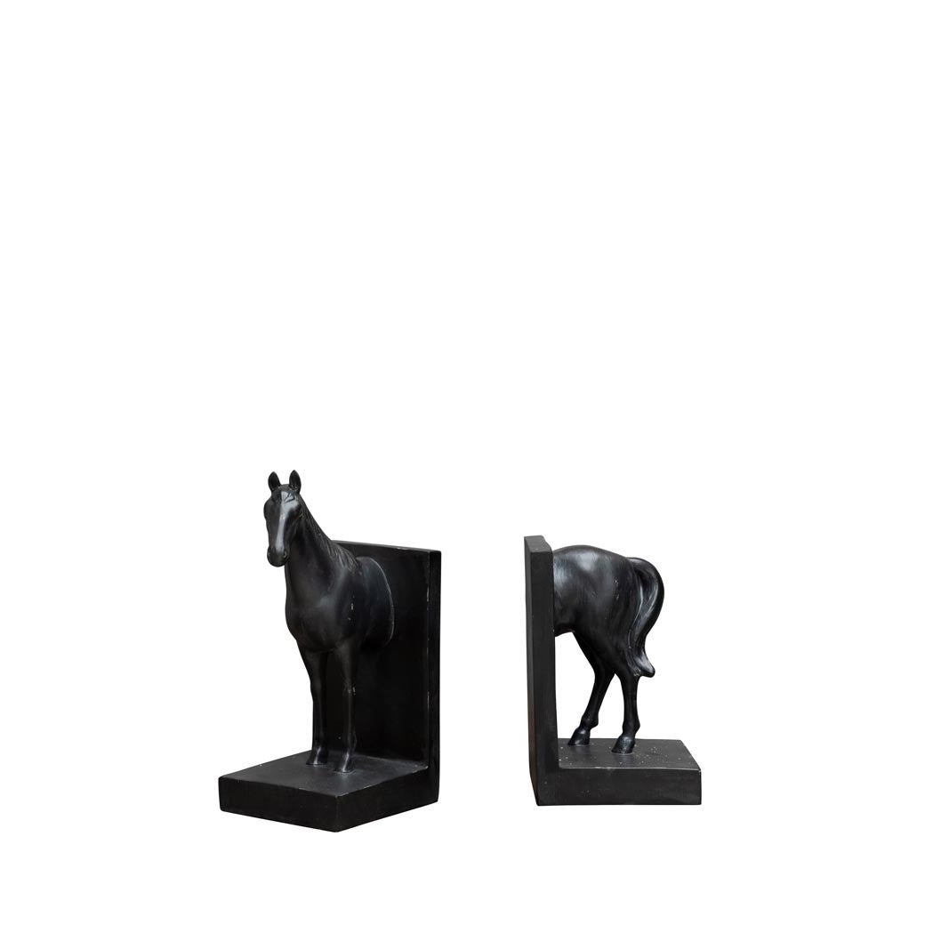 Black Resin Horse Bookends