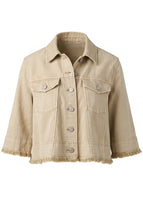 Load image into Gallery viewer, 3/4 Sleeve Frayed Flounce Jacket